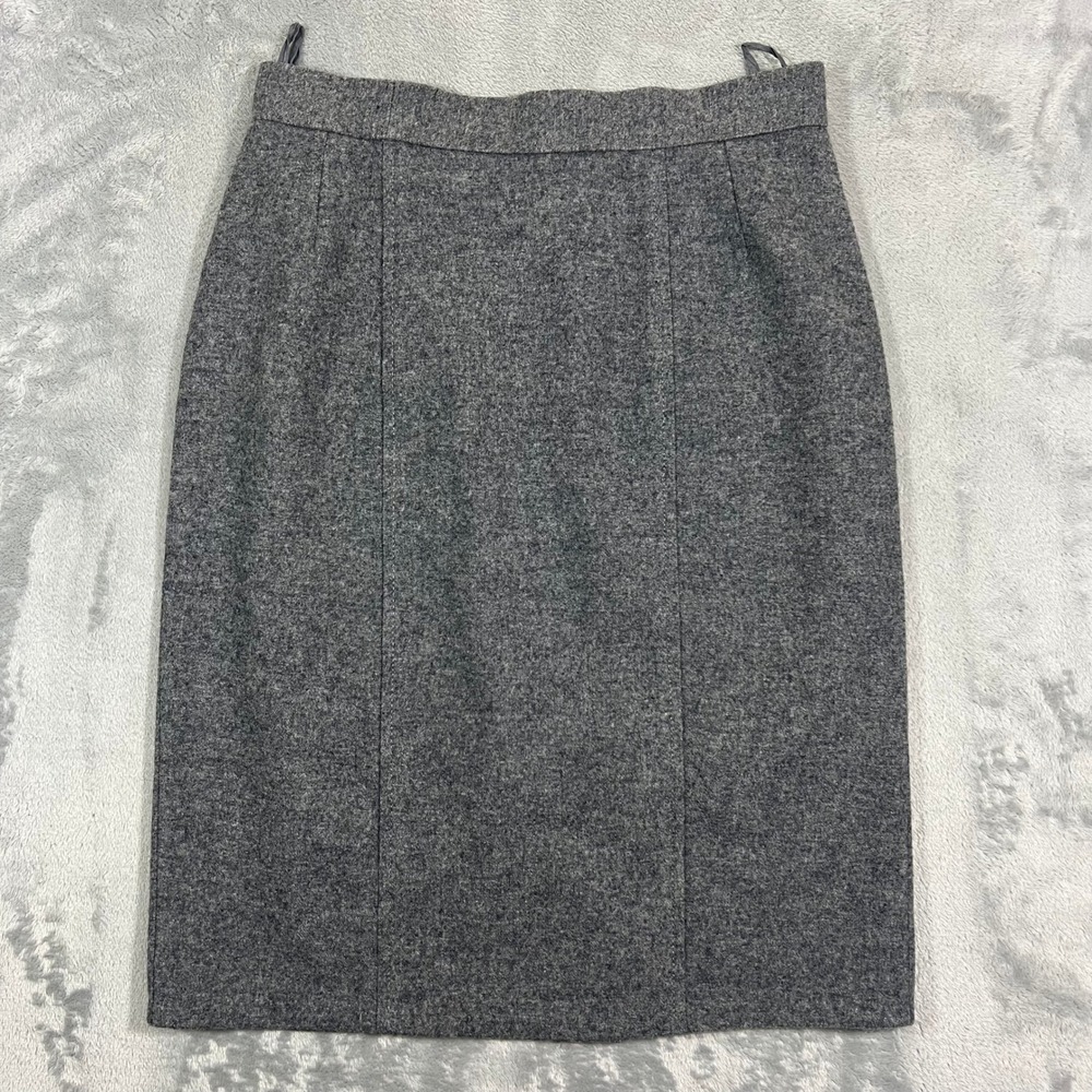 Womens Wool Blend High Waist Pencil Skirt Small Heathered Woolmark Grey Office